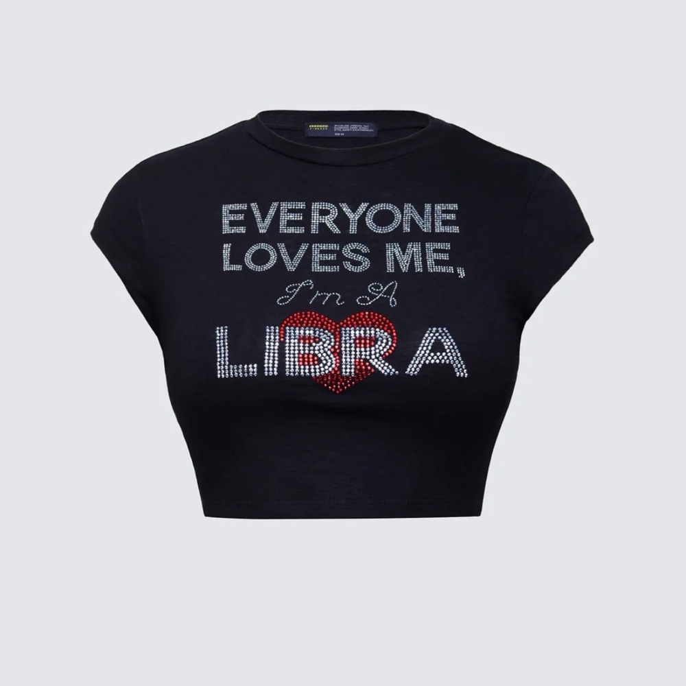 Finesse Black Crop Top with Red and Silver Accents